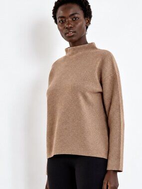 ADAY Wing It Tan Wool & Cashmere Funnel Neck Sweater - Sz M